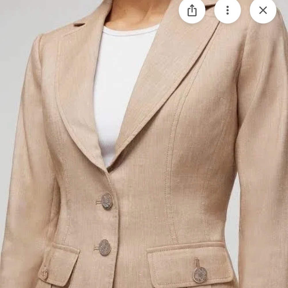 White House Black Market Double Button Beige Signature Linen Blazer